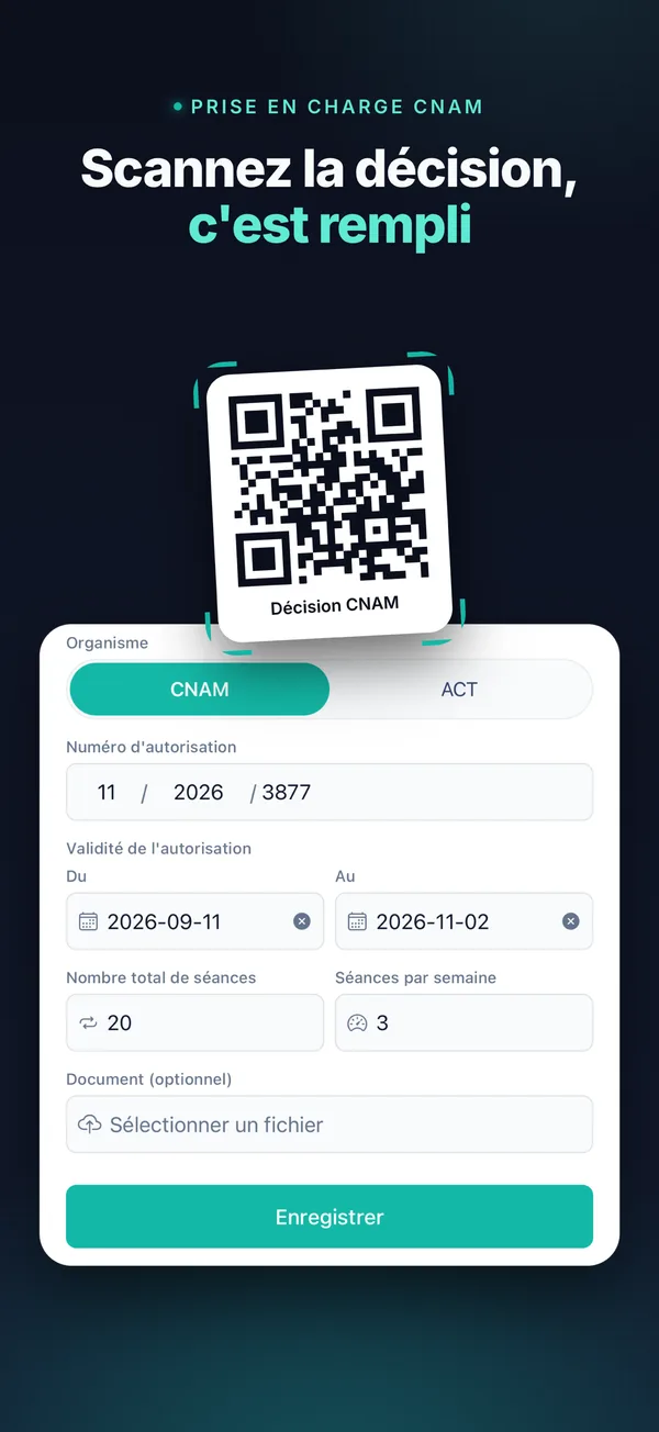 Prise en charge CNAM, « Scannez la décision, c'est rempli » : QR code de la décision et formulaire pré-rempli